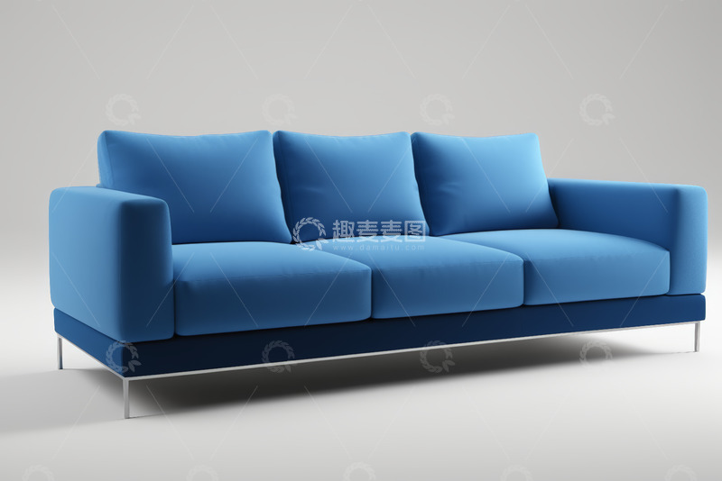 高清大图下载【趣麦麦图】蓝色现代风格三人沙发