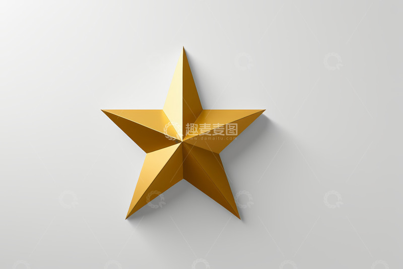 高清大图下载【趣麦麦图】金色立体五角星装饰图案