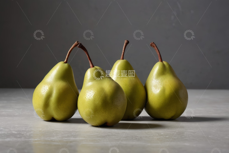 高清大图下载【趣麦麦图】静物拍摄的四个黄绿色梨子