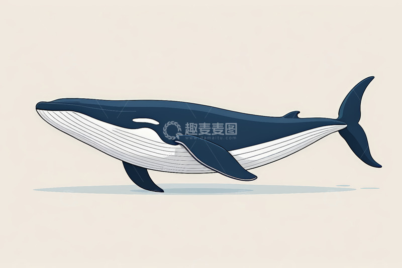 高清大图下载【趣麦麦图】卡通风格蓝鲸插画