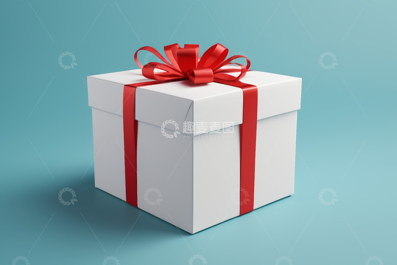高清大图下载【趣麦麦图】白色礼品盒配红色丝带