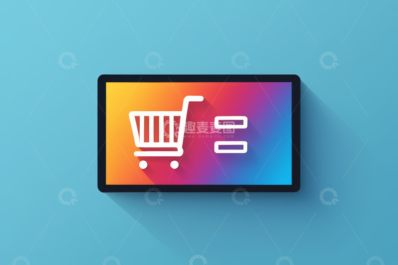 高清大图下载【趣麦麦图】平板屏幕上的购物图标