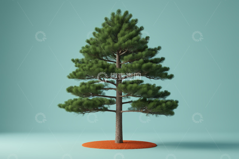 高清大图下载【趣麦麦图】绿色松树3D模型展示