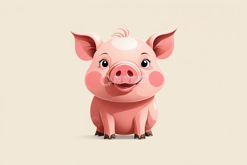 高清大图下载【趣麦麦图】卡通小猪正面形象