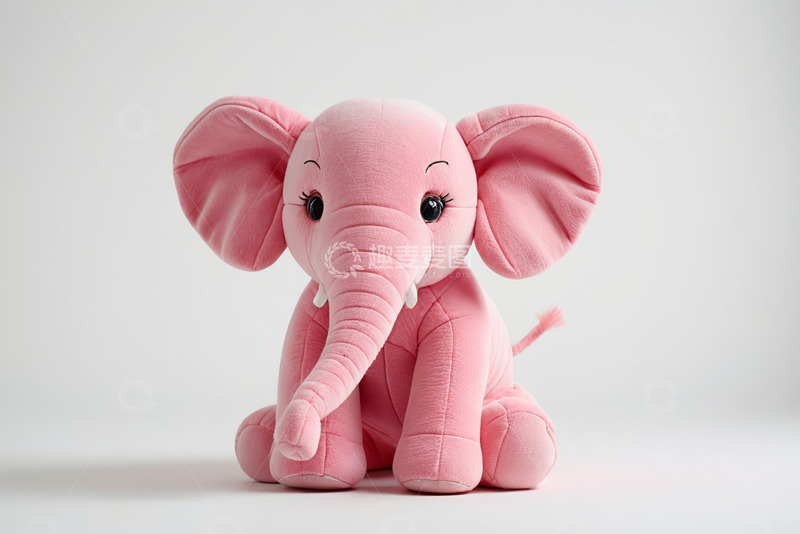 高清大图下载【趣麦麦图】粉色大象毛绒玩具特写
