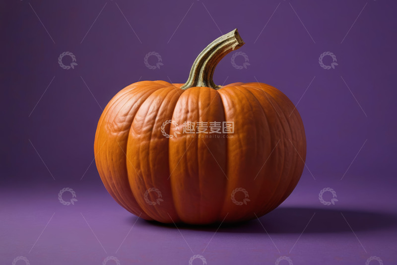 高清大图下载【趣麦麦图】紫色背景上的橙色南瓜
