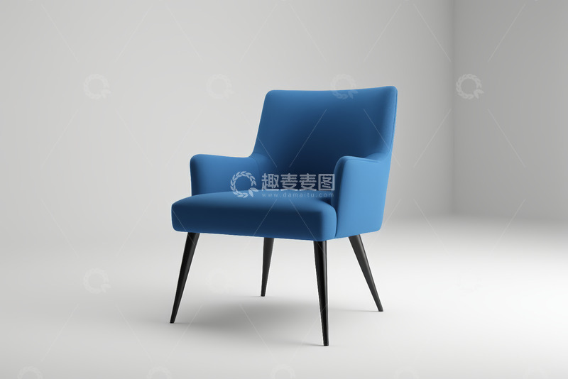 高清大图下载【趣麦麦图】蓝色现代舒适单人扶手椅