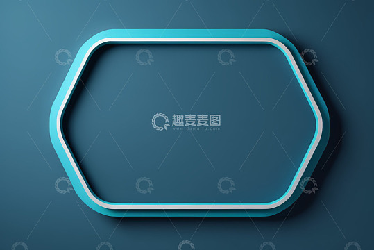 蓝色六边形立体边框素材