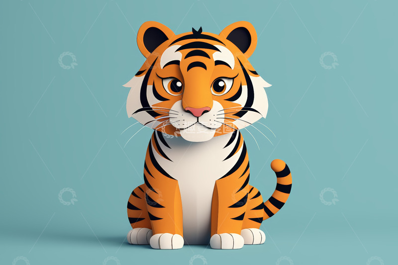 高清大图下载【趣麦麦图】卡通老虎坐姿形象素材