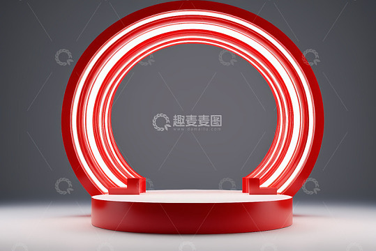红色环形展示舞台