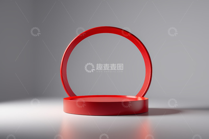 高清大图下载【趣麦麦图】红色立体环形展示台