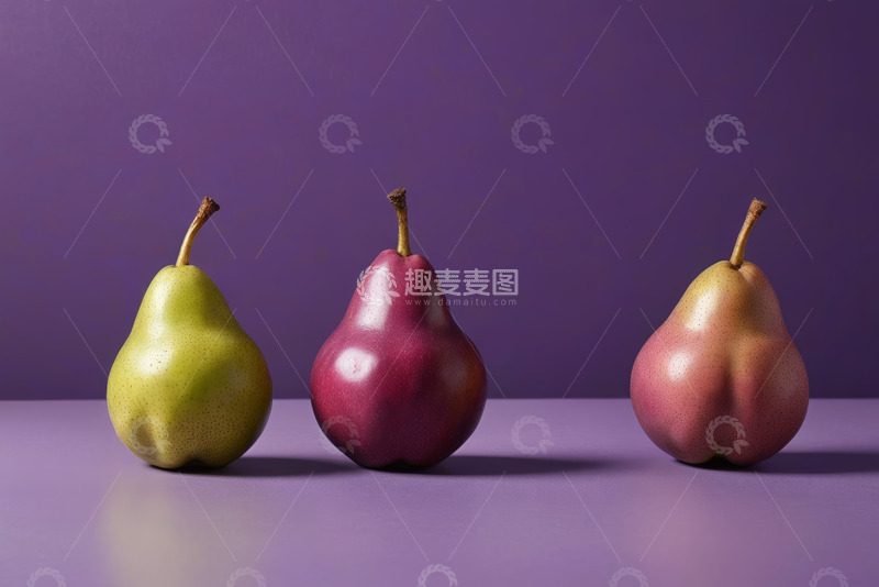 高清大图下载【趣麦麦图】三个不同颜色梨子静物图