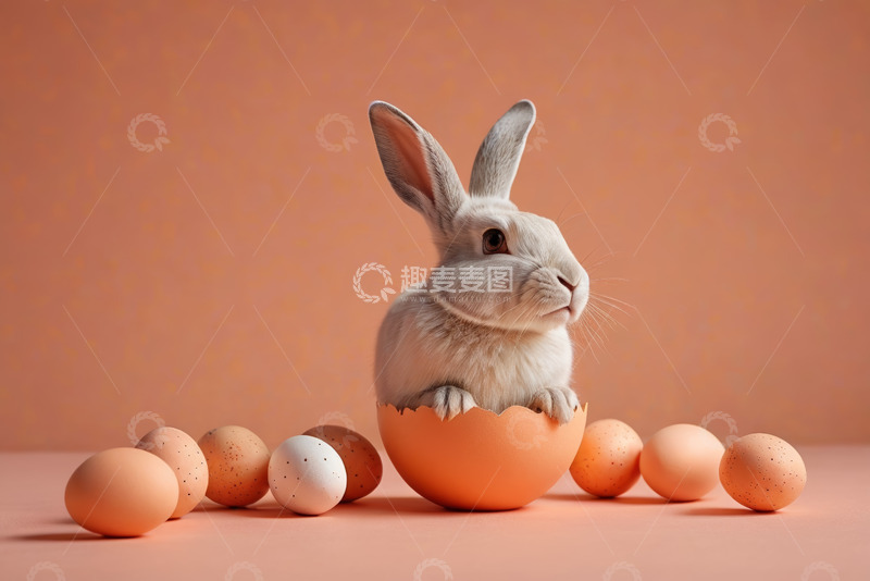 高清大图下载【趣麦麦图】复活节兔子与彩蛋特写