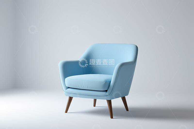 高清大图下载【趣麦麦图】浅蓝色现代单人沙发