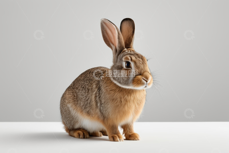 高清大图下载【趣麦麦图】坐姿可爱的棕色兔子特写