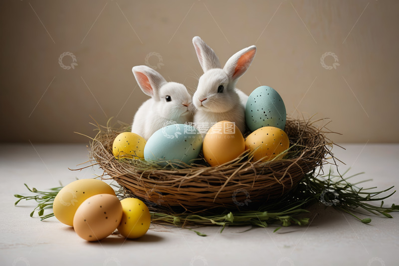 高清大图下载【趣麦麦图】复活节兔子与彩蛋特写