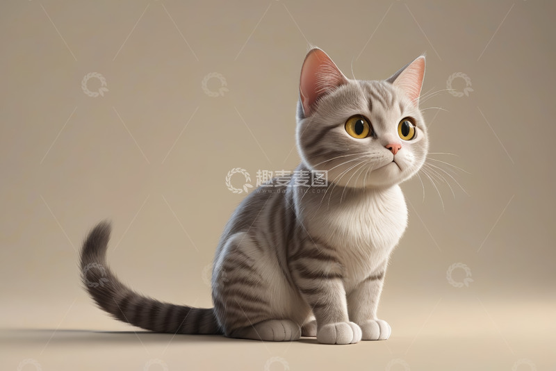 高清大图下载【趣麦麦图】可爱灰白色猫咪静态特写