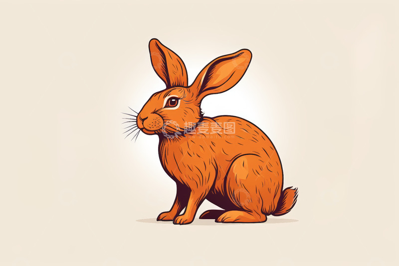 高清大图下载【趣麦麦图】橙色兔子插画素材