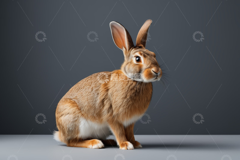 高清大图下载【趣麦麦图】棕色兔子正坐姿态特写