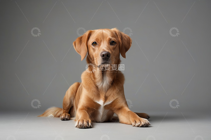 高清大图下载【趣麦麦图】棕色小狗坐地直视镜头