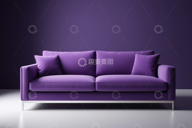 高清大图下载【趣麦麦图】紫色双人沙发家居装饰素材