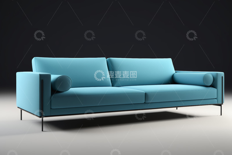 高清大图下载【趣麦麦图】浅蓝色现代风格双人沙发
