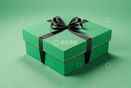 绿色礼品盒配黑色丝带