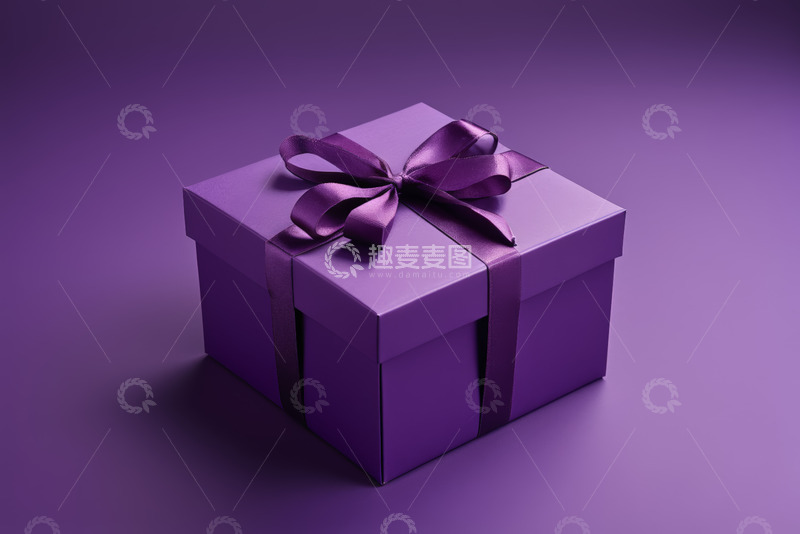 高清大图下载【趣麦麦图】紫色礼品盒带蝴蝶结装饰