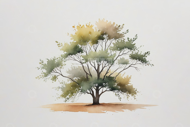 高清大图下载【趣麦麦图】水彩风格单棵树木素材