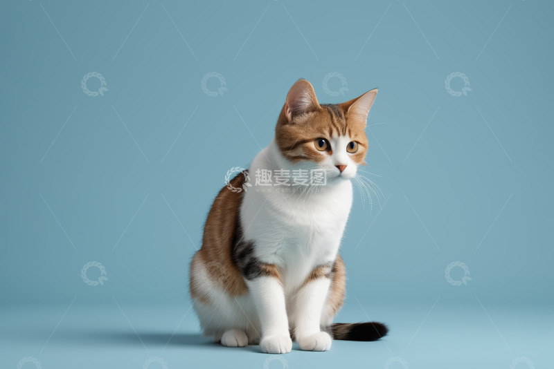 高清大图下载【趣麦麦图】三色猫坐立姿态特写