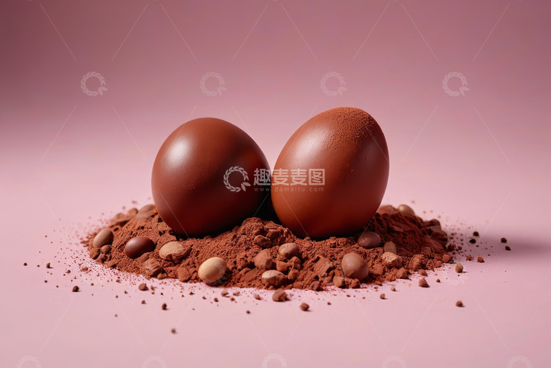 高清大图下载【趣麦麦图】巧克力蛋与可可粉静物素材