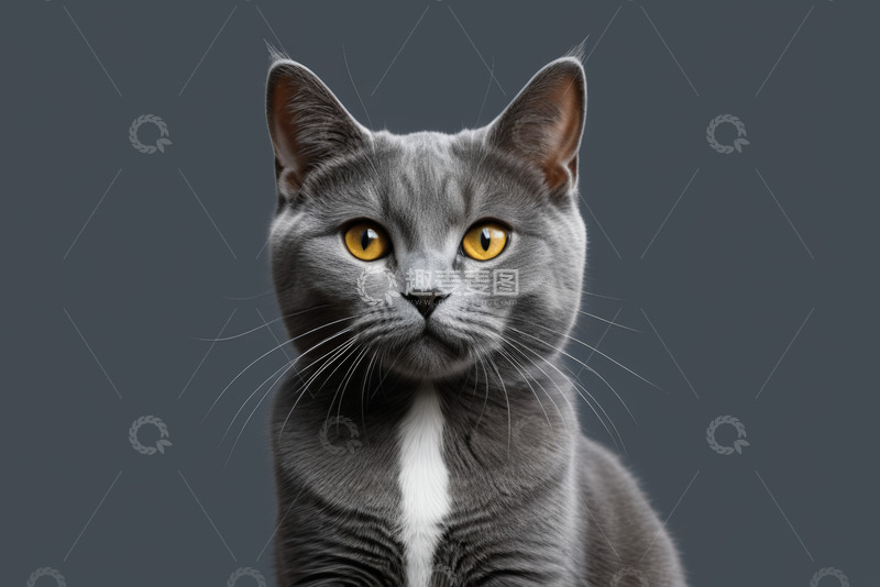 高清大图下载【趣麦麦图】灰色猫咪特写