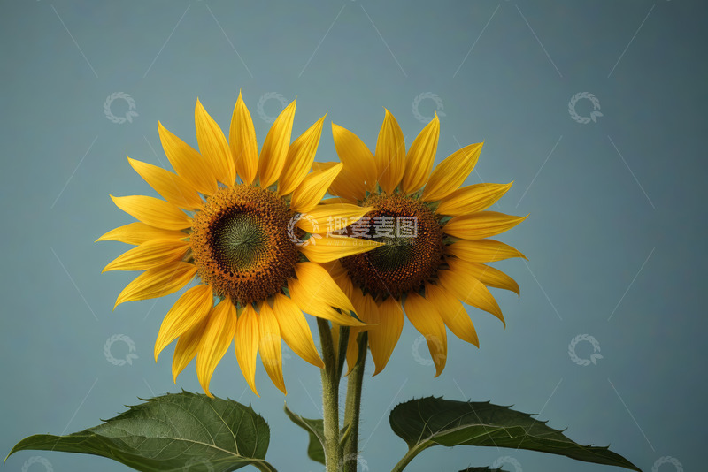 高清大图下载【趣麦麦图】两朵向日葵特写