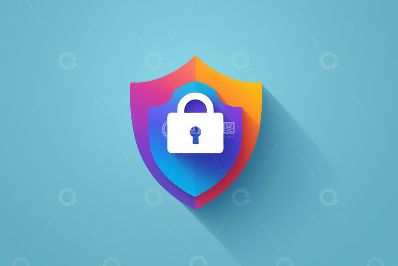 高清大图下载【趣麦麦图】带挂锁盾牌安全图标