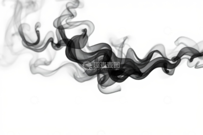 高清大图下载【趣麦麦图】白色背景黑色流动烟雾