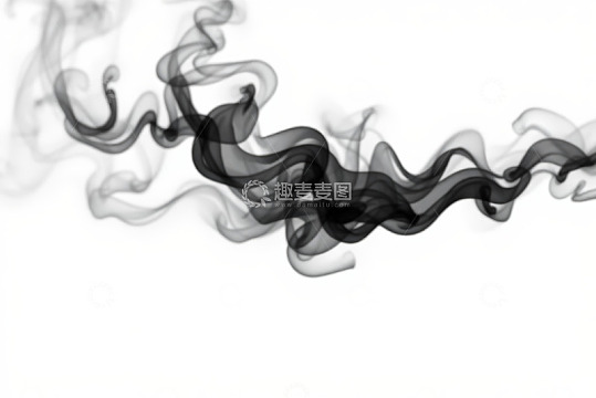 白色背景黑色流动烟雾