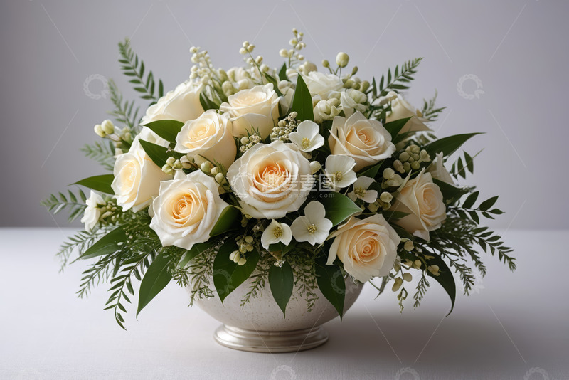 高清大图下载【趣麦麦图】白色玫瑰花卉装饰静物