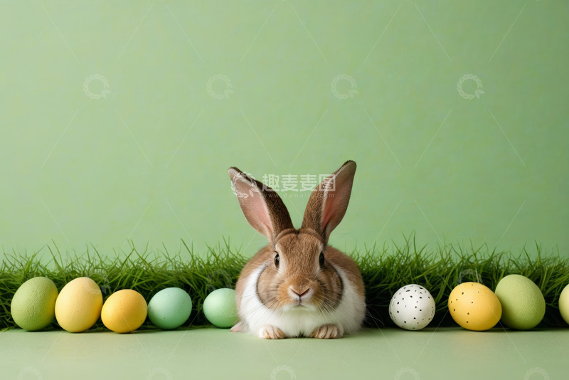高清大图下载【趣麦麦图】-复活节兔子与彩蛋特写