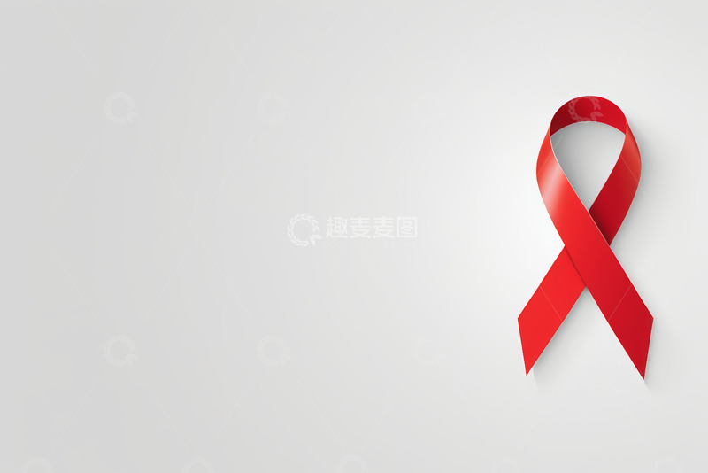 高清大图下载【趣麦麦图】红色艾滋病防治宣传丝带