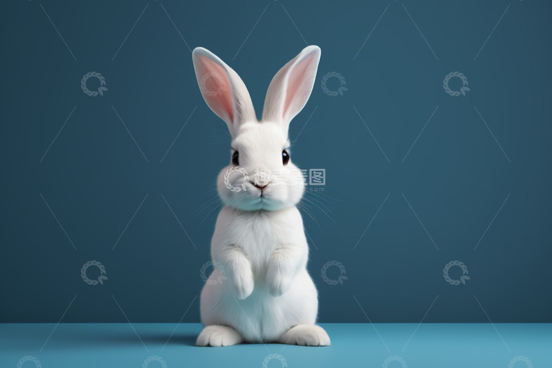 高清大图下载【趣麦麦图】站立的白色宠物兔子特写