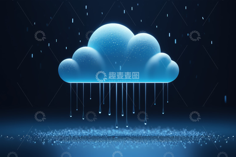 高清大图下载【趣麦麦图】蓝色科技感降雨云朵素材