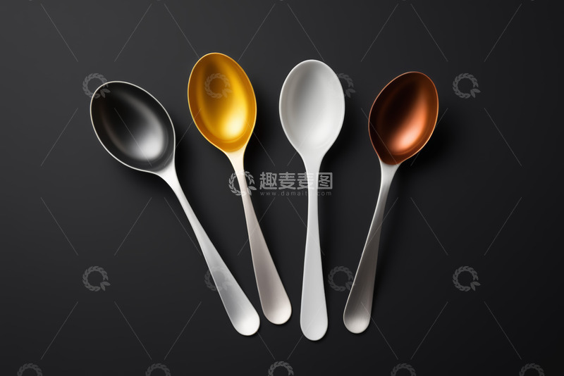 高清大图下载【趣麦麦图】多色金属勺子特写