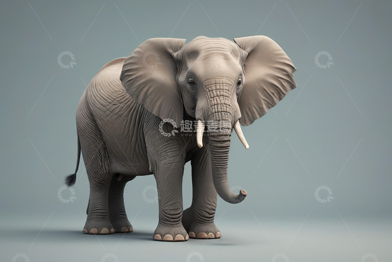 高清大图下载【趣麦麦图】写实风格单只大象素材
