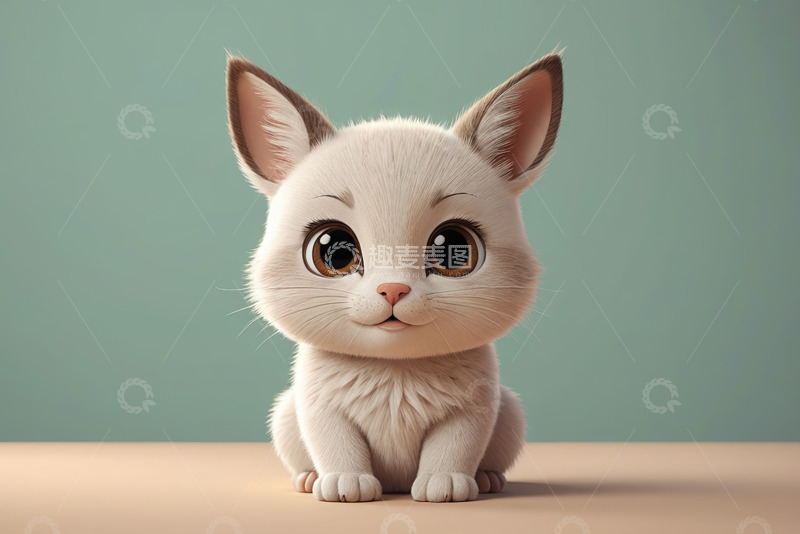高清大图下载【趣麦麦图】可爱卡通小猫正面形象