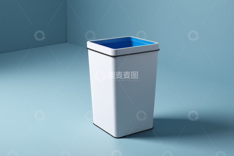高清大图下载【趣麦麦图】白色方形垃圾桶静物展示