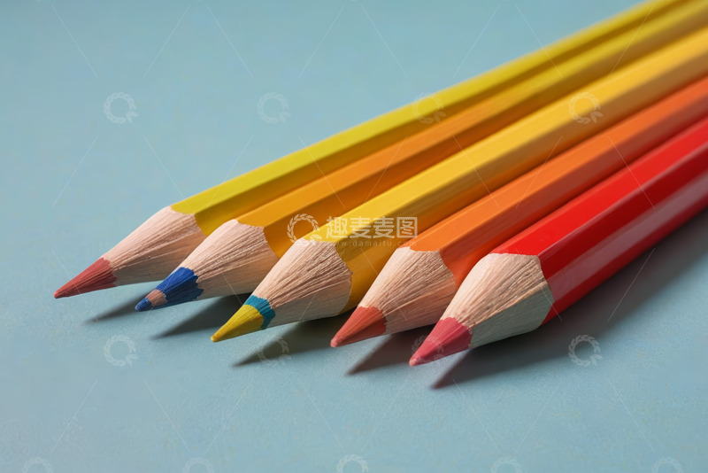 高清大图下载【趣麦麦图】彩色铅笔整齐排列