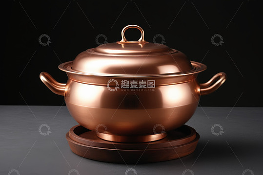 铜制炖锅特写