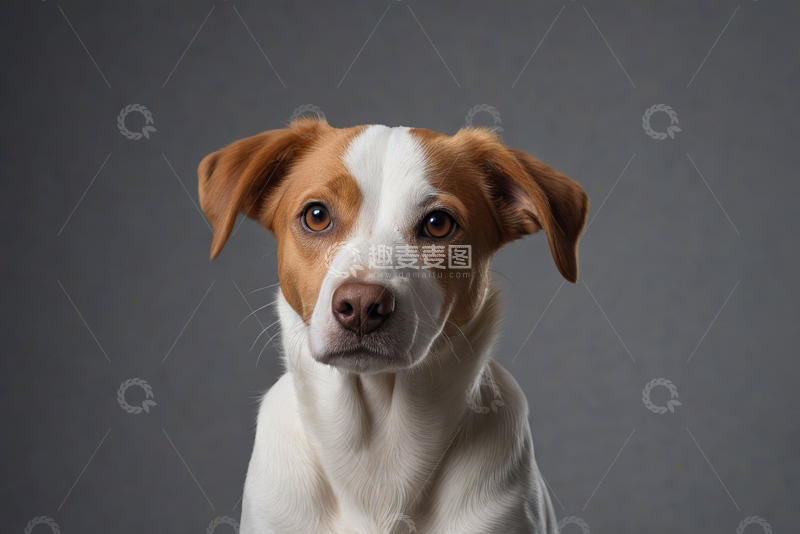 高清大图下载【趣麦麦图】棕白相间小狗特写