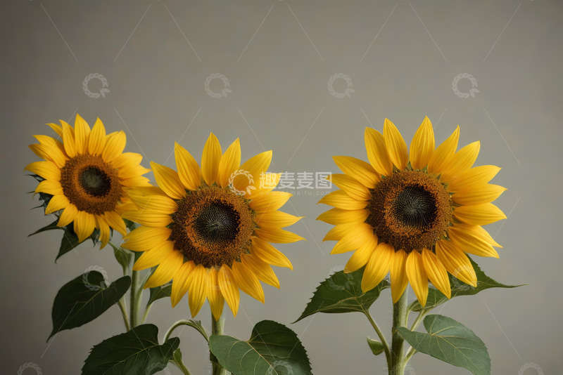 高清大图下载【趣麦麦图】三朵向日葵特写