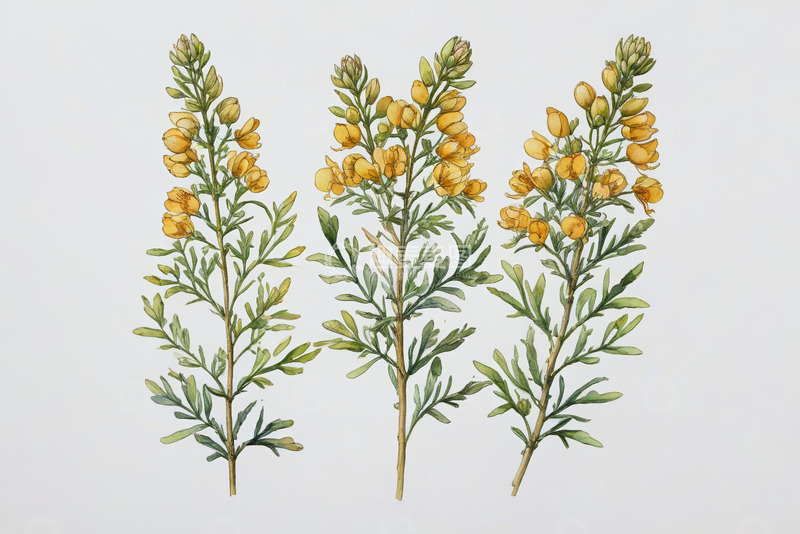 高清大图下载【趣麦麦图】黄色花朵植物水彩画素材